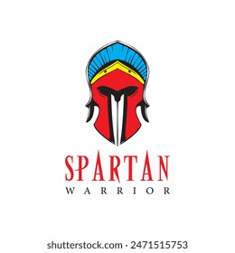 Spartan Warrior Emblem - Bold Red and Black Helmet Logo