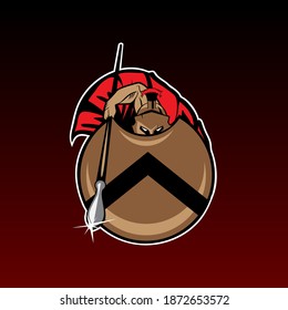 Spartan Warrior emblem in defense position from Thermopylae history. can be used for tshirt printing, logo, or any other purpose.
