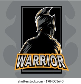 spartan warrior esport mascot logo design with grey and yellow colors for gamers streamers teams and players