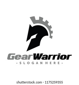 Spartan Warrior Gear Machine Logo Inspiration Vector