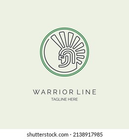plantilla de diseño de logotipo de línea de guerrero espartano gladiador para marca o empresa