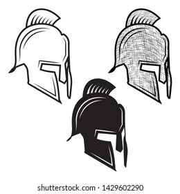 Spartan Warrior Greek Helmet Vector Illustration