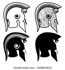 Spartan Warrior Greek Helmet Vector Illustration