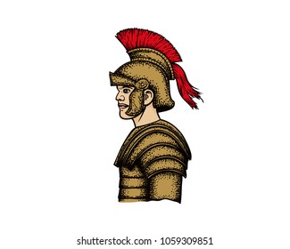 Spartan Warrior Hand Drawing Vector