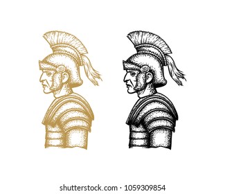 Spartan Warrior Hand Drawing Vector
