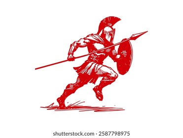 Spartan warrior hand drawn sketch vector