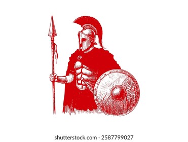 spartan warrior hand drawn sketch vector