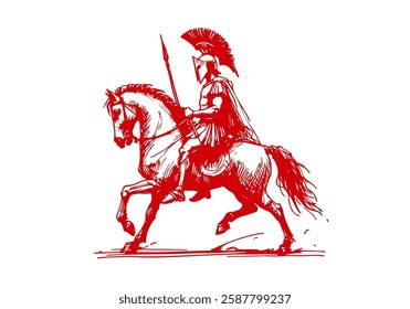 spartan warrior hand drawn sketch vector