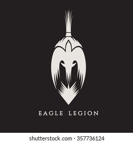 spartan warrior head with eagle vector illustration