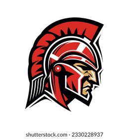 Spartan warrior head with helmet. Vector illustration for logo, label, emblem or t-shirt print