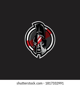 Plantilla de diseño del logotipo del vector antiguo del casco de Guerrero Espartano.