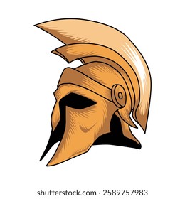 Spartan Warrior Helmet Cartoon Illustrator