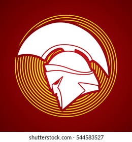 Spartan warrior helmet designed on line circle graphic vector.