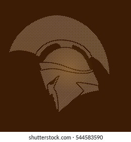 Spartan warrior helmet designed using dot pixels graphic vector.