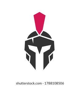 Spartan warrior helmet logo design template elements, gladiator symbol illustration