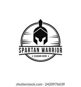 Spartan warrior helmet logo design vintage retro label