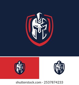 design de logotipo de capacete guerreiro spartan