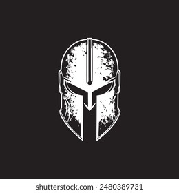 Spartan Warrior Helmet Logo - Grunge Style Emblem Design