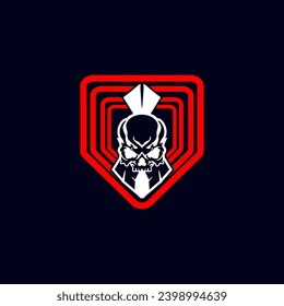 Spartan warrior helmet logo. Spartan helmet logo, Spartan shield and helmet vector illustration, Spartan Greek gladiator armor flat vector icon.