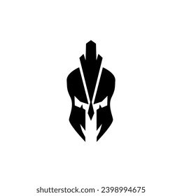 Logo del casco de guerrero espartano. Logotipo de casco espartano, ilustración espartana de la protección y del vector del casco, icono espartano de la armadura de los gladiadores griegos con vectores planos.