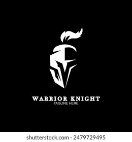 Spartan warrior helmet logo. Spartan helmet logo, Spartan shield and helmet vector illustration, Spartan Greek gladiator armor flat vector icon.	