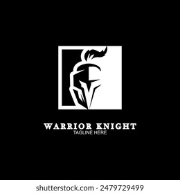 Spartan warrior helmet logo. Spartan helmet logo, Spartan shield and helmet vector illustration, Spartan Greek gladiator armor flat vector icon.	