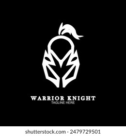 Spartan warrior helmet logo. Spartan helmet logo, Spartan shield and helmet vector illustration, Spartan Greek gladiator armor flat vector icon.	