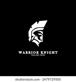 Spartan warrior helmet logo. Spartan helmet logo, Spartan shield and helmet vector illustration, Spartan Greek gladiator armor flat vector icon.	