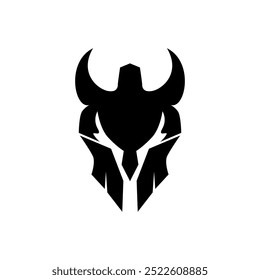 Spartan warrior helmet logo. Spartan helmet logo. Spartan vector illustration. Spartan Greek gladiator armor flat vector icon. Gladiator logo.