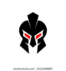 Spartan warrior helmet logo. Spartan helmet logo. Spartan vector illustration. Spartan Greek gladiator armor flat vector icon. Gladiator logo.