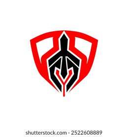 Spartan warrior helmet logo. Spartan helmet logo. Spartan vector illustration. Spartan Greek gladiator armor flat vector icon. Gladiator logo.