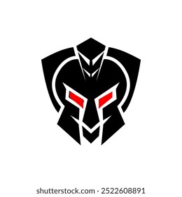 Spartan warrior helmet logo. Spartan helmet logo. Spartan vector illustration. Spartan Greek gladiator armor flat vector icon. Gladiator logo.