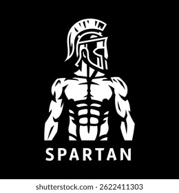 Spartan warrior in a helmet on a dark background.