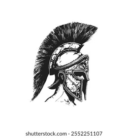 Spartan Warrior Helmet with Plume. Vector illustration design.