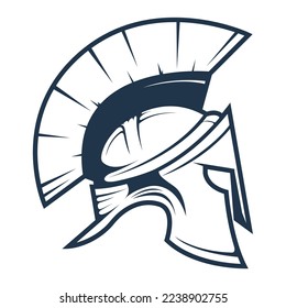 Spartan warrior helmet, the roman empire legionary or gladiator headpiece, ancient soldier, vector