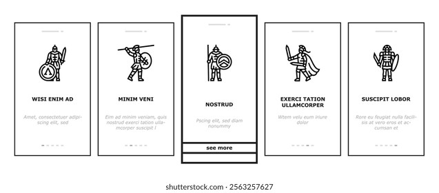 spartan warrior helmet roman onboarding mobile vector soldier sparta, battle armor, gladiator head, greek ancient, knight spartan warrior helmet roman illustrations