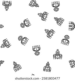 spartan warrior helmet roman vector seamless pattern thin line illustration