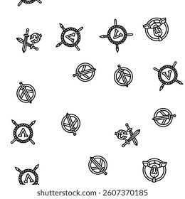 spartan warrior helmet roman vector seamless pattern thin line illustration