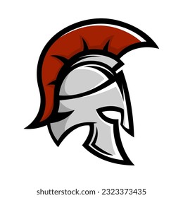 Spartan warrior helmet. Sports team emblem template. Design element for logo, label, emblem, sign. Vector illustration.
