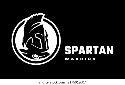 Spartanischer Kriegerhelm, Symbol-Logo auf dunklem Hintergrund.