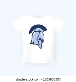 spartan warrior helmet, t-shirt print on white mockup