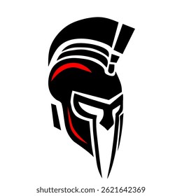 Spartan Warrior Helmet Vector with Red Accents