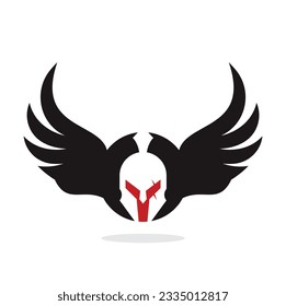 Spartan Warrior Helmet with Wings Emblem Badge Logo design