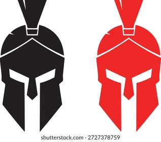 Spartan warrior helmets in black and red colors ancient Greek symbols of strength and courage