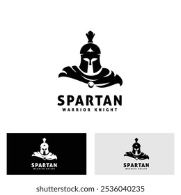 spartan warrior knight logo design. creative helmet spartan logo inspiration.Spartan Greek Gladiator Armor Flat Vector. in preview black and white logo