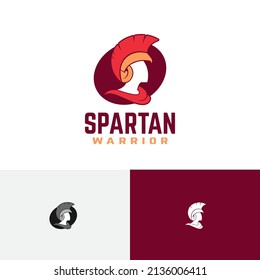 Spartan Warrior Knight Soldier Fighter Helmet Logo Template