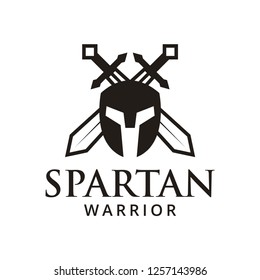 Spartan warrior logo design template vector illustration