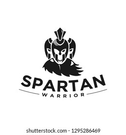 Spartan warrior logo design template in black color