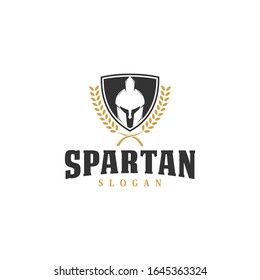 Spartan warrior logo design template. icon vector Illustration