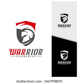Spartan warrior logo design vector illustration. Warriors sport team logo design template.